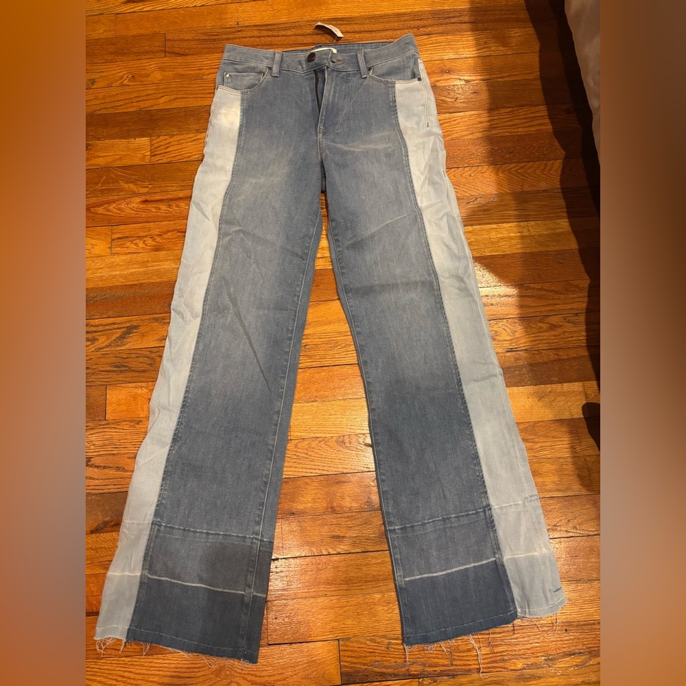 Fidelity Blue and Gray Flare Jeans
